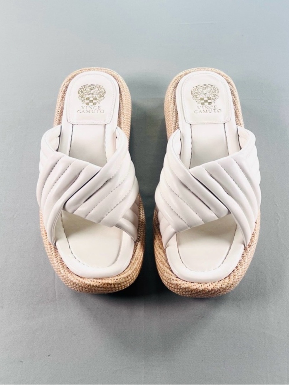 Vince Camuto Off-White Quilted Espadrille Slide